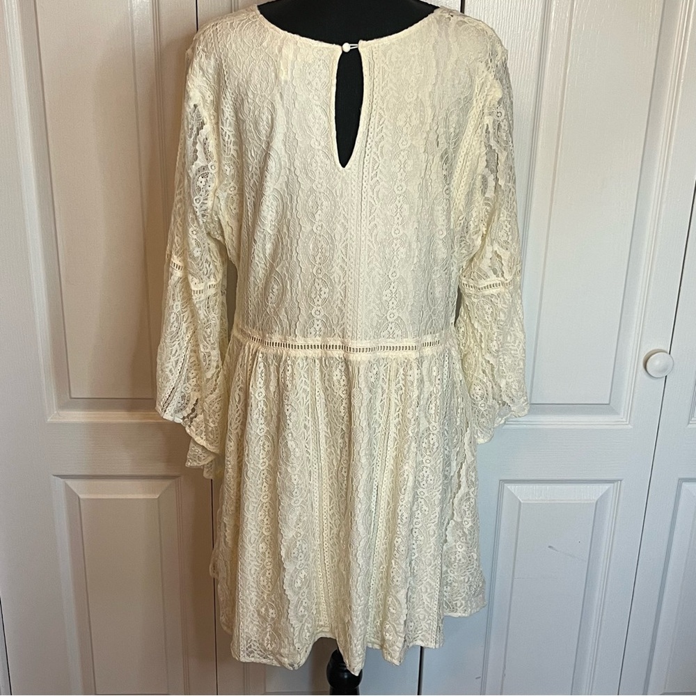Shyanne Ivory Bell Sleeve Lace Dress Plus XXL Western Boho Baby Doll Lined - Picture 12 of 14